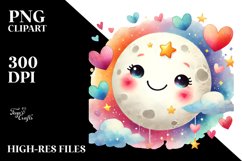 Smiling Moon with Hearts PNG Product Image 2
