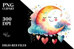 Smiling Moon with Hearts PNG Product Image 2