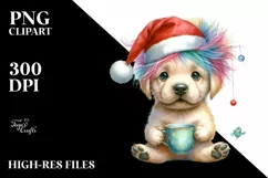 a Cute Watercolor Labrador Retriever with Crazy Haircut, PNG Product Image 1