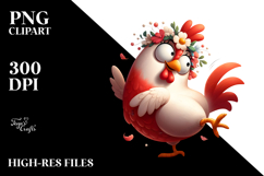 Silly Chicken with Flower Crown PNG Product Image 2