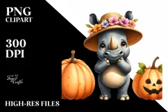 Standing Rhino in Sun Hat | Sublimation Clipart Product Image 3