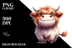 Happy Highland Cow PNG Product Image 1