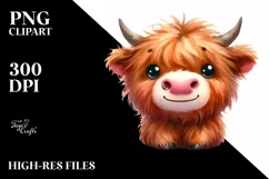 Happy Highland Cow PNG Product Image 1