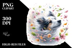 Cute Dog Tumbling with Spring Petals in the Wind | Clipart Product Image 3
