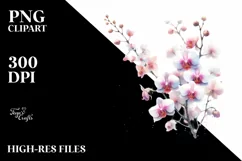 White Orchid Watercolor | Sublimation | Clipart Product Image 3