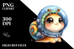 Cute Baby Snail with Astronaut Helmet PNG Product Image 2