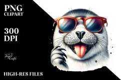 Detailed Cute Seal Watercolor Clipart Product Image 2