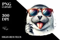 Detailed Cute Seal Watercolor Clipart Product Image 1