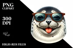 Cute Funny Seal with Sunglasses Watercolor Product Image 1