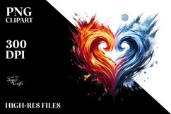 Paint Brush Style Heart made of Fire and Ice Product Image 2