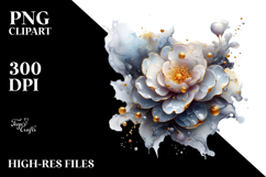Glossy Camellia with Golden Insertions PNG Product Image 2