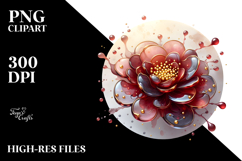 Glossy Camellia with Golden Insertions PNG Product Image 2
