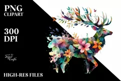 Vibrant Watercolor Deer PNG Product Image 1