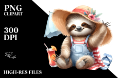 Digital Baby Sloth in Beachwear PNG Product Image 2