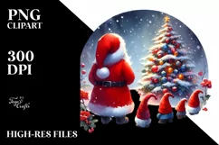 Vibrant Santa Gnomes Christmas Tree PNG Product Image 3