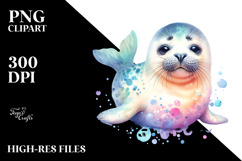 Baby Seal Sleeping on the Moon PNG Product Image 2