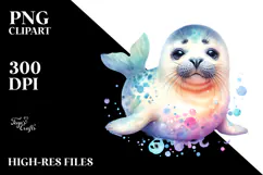 Baby Seal Sleeping on the Moon PNG Product Image 2