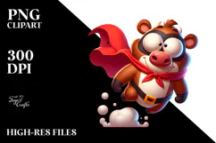 Silly Cartoon Bear with Cape PNG Product Image 2