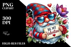 Valentines Gnome Be My Valentine Sign, PNG Product Image 2