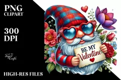 Valentines Gnome Be My Valentine Sign, PNG Product Image 2
