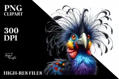 Vibrant Curassow with Crazy Hair | Sublimation | Clipart Product Image 1