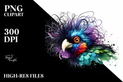 Vibrant Curassow with Crazy Hair | Sublimation | Clipart Product Image 1