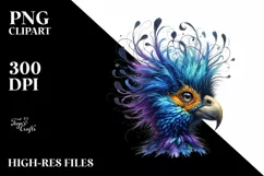 Vibrant Curassow with Crazy Hair | Sublimation | Clipart Product Image 1
