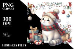 Pastel Cat Christmas Decorations PNG Product Image 2