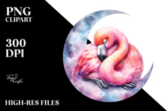 Pastel Baby Flamingo Sleeping on the Moon PNG Product Image 2