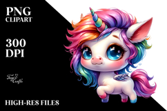 Colorful Baby Unicorn with Cool Haircut PNG Product Image 2