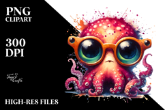 Goofy Tiny Kraken with Sunglasses PNG Product Image 2