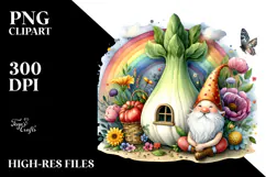 Gnome House and Colorful Flowers | Sublimation | Clipart Product Image 2