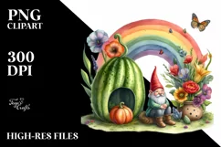 Gnome House and Colorful Flowers | Sublimation | Clipart Product Image 1