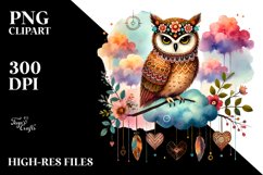 Colorful Boho Owl Watercolor Product Image 2