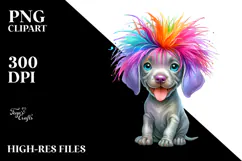 Watercolor Weimaraner with Crazy Haircut, Vibrant PNG Product Image 2