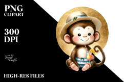 Cute Monkey in Beachwear PNG Product Image 2