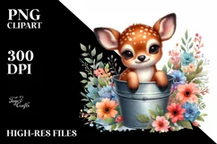Smiling Baby Deer in Bucket | Sublimation | Clipart Product Image 1