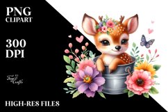 Baby Deer Bucket Flowers Product Image 3