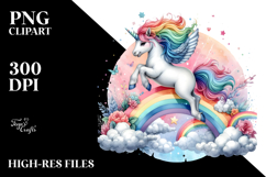 Colorful Unicorn Jumping over Rainbow PNG Product Image 2