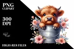 Cute Baby Highland Cow PNG Product Image 1