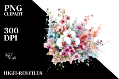 Colorful Abstract Orchid Watercolor PNG Product Image 2