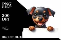 Cute Enthusiastic Watercolor Funny Baby Doberman Pinscher Product Image 1