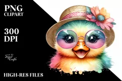 Watercolor Cute Baby Duck with Sun es | Clipart Product Image 3