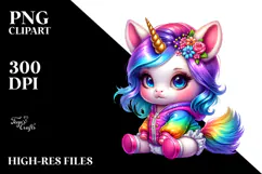 Cute Unicorn Vibrant Drawing PNG Product Image 2