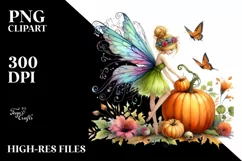 Vibrant Fairy with Pumpkin | Sublimation | Clipart Product Image 3