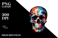 Colorful Skull Splashes PNG Product Image 2