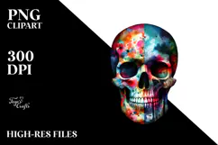Colorful Skull Splashes PNG Product Image 2