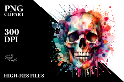 Colorful Grungy Skull PNG Product Image 2