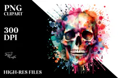 Colorful Grungy Skull PNG Product Image 2