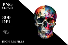 Colorful Grungy Skull PNG Product Image 2